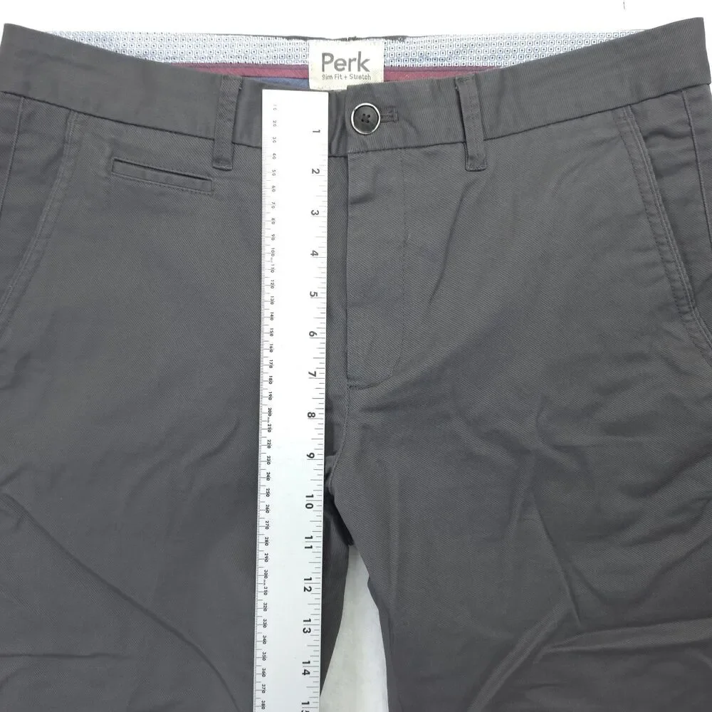 Perk Slim Fit + Stretch Chino Pants Flat Front Mens 33x32 Gray